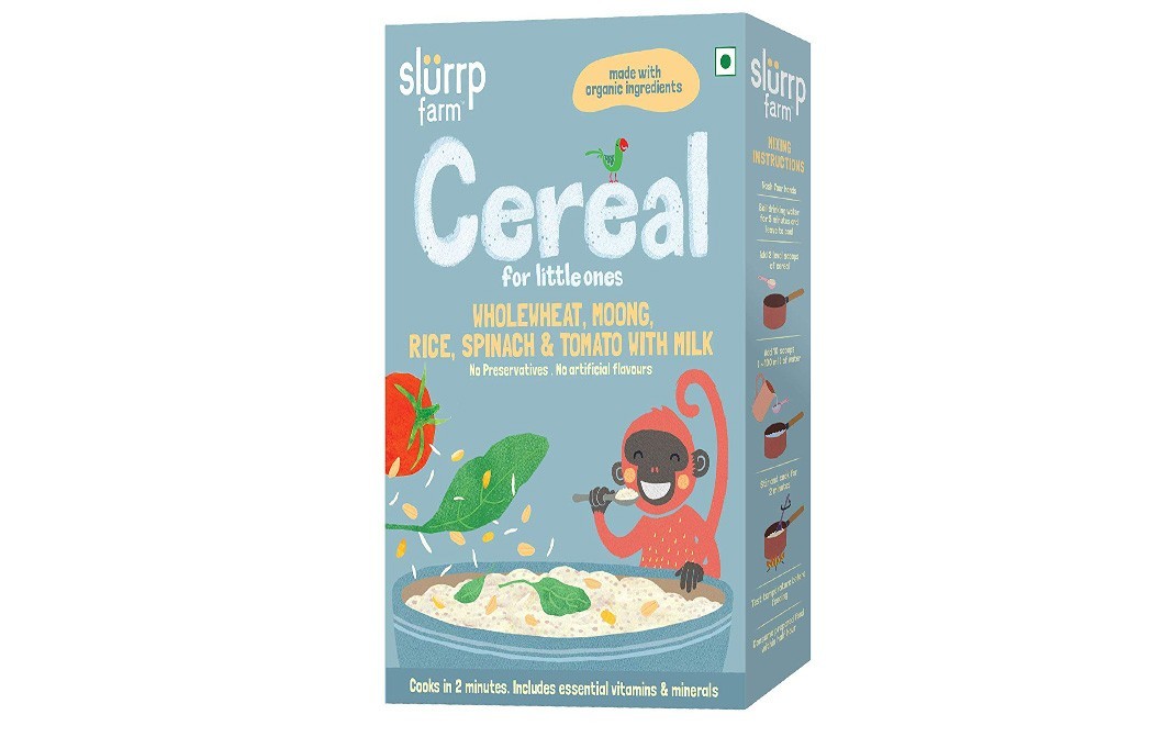 Slurrp Farm Wholewheat, Moong, Rice, Spinach & Tomato With Milk   Box  200 grams